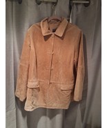 Bernardo Women&#39;s 2XGenuine Suede Leather Jacket Lt Brown Button Down Ful... - $303.91 MXN