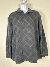 Haggar Gray Argyle Check Knit Polo Shirt Long Sleeve Mens XL - $13.39