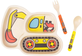 Kids Plates - 3-Piece Bamboo Toddler Plates Dinnerware Set - Divided Pla... - $296.54 MXN