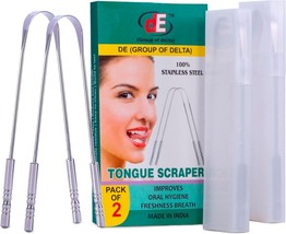 2-Pack Tongue Scraper Cleaner Stainless Steel Dental Fresh with 2 Travel... - $5.25