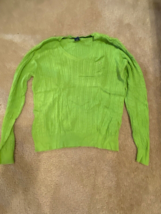 Vtg 80s Izod XL Acrylic Knit V-Neck Ribbed Grandpa Style Sweater Kelly Green - £21.81 GBP