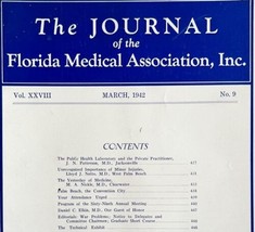 Florida Medical Association Journal 1942 WW2 Era Antique Magazine V28 No 9 E48 - £31.38 GBP