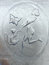 Antique Intaglio Nude Woman Swinging Cat Butterfly Bright Blue Glass Sal... - $18.32