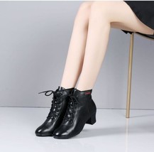 Cowhide Dance Boots Women Jazz Shoes High Quality Soft High Heels Women&#39;s Ballro - £38.94 GBP