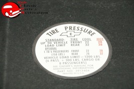 67 Impala 396 Tire Pressure Decal GM Part # E 3913404 - £12.29 GBP