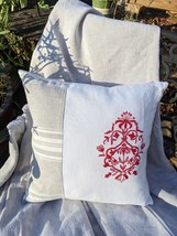 Hand Embroidered Linen Throw pillow- French Elegance - £68.96 GBP