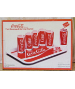 1984 Coca-Cola Brand 7pc. Beverage &amp; Serving Tray Set in Box Item 7110  - £61.65 GBP