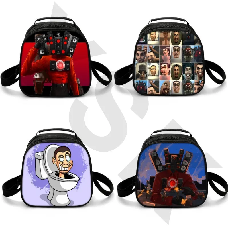 Skibidi Toilet Man Lunch Bag Elementary School Student Picnic Round Ice Bag Game - £10.06 GBP+