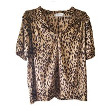 Jon &amp; Anna Leopard Brown Black Short Sleeve Blouse - $24.09