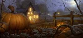 Halloween party art wall decor Pumpkin blame painting Printed canvas Giclee - £11.23 GBP+