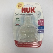 NUK Orthodontic 2pc Wide-Neck Silicone Nipples Sz.2 6m+ Fast Flow #62657 (2010) - $18.61