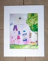 Cici Art Factory Whimsical Just Imagine Art Print Clothesline Bunny Apple Tree - £11.85 GBP