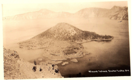 Wizard Island Crater Lake Oregon RPPC Postcard - £9.30 GBP
