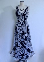 White House Black Market Silk Chiffon Maxi Halter Dress 2 Floral Pintuck Pleats - £19.60 GBP