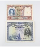 Spain Peseta Notes (Lot of 2) 1931 500 Peseta VG+ P#84 1928 1000 Peseta ... - $113.55 CAD