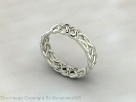 Handmade Celtic Wedding Band Solid Sterling Silver For Men And Women Ring  - £44.17 GBP