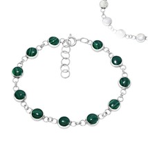 2 In 1 Green Malachite and White Shell Sterling Silver Tennis Bracelet - £13.79 GBP