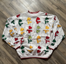 Vtg Snowman All Over Print Sweatshirt Hasting &amp; Smith Christmas Party Medium - $38.54