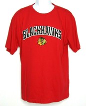 NHL Hockey Chicago Blackhawks T-Shirt Red Embroidered Blackhawks Men's XL - £14.71 GBP