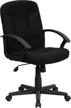 Mid-Back Black Fabric Executive Swivel Office Chair With Nylon Arms From... - £111.84 GBP