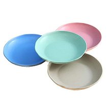 Multifunction Snack Plates Unbreakable 8 Inch 4pcs Set Wheat Straw Dinne... - £17.80 GBP