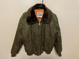 Vintage 70s 80s Sears Work Leisure Faux Fur Collar Bomber Flight Jacket ... - £61.28 GBP