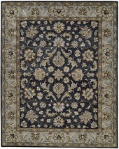 8' X 11' Blue Gray And Taupe Wool Floral Tufted Handmade Stain Resistant Area Ru - $988.99