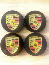 65mm Porsche wheel caps. black and gold color. Set of 4. Free shipping. - $29.70