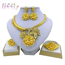 New Indian Wedding Jewelry Flower Necklace Bracelet Earrings Ring Fashion Jewelr - £24.16 GBP