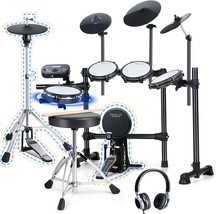 Fesley Electric Drum Set, Electronic Drum Set With 4 Quiet Mesh Drum, And Sticks - £493.46 GBP