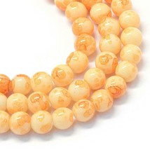 50 Speckled Glass Beads 6mm Assorted Lot Mixed Bulk Jewelry Supplies Orange  - £4.79 GBP