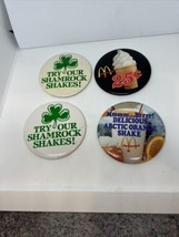 Lot of 4 Vintage Ice Cream and Shakes McDonald&#39;s Badge Pinbacks Pins - $21.05
