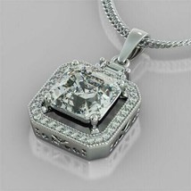 3.10CT Asscher Corte VVS1 Blanco Diamante Halo Colgante Sólido 14K Bañado en Oro - £101.46 GBP