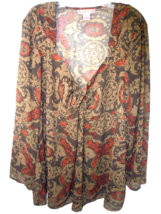 Bandolino Woman Women Plus Sz 18W Long Sleeved Floral Blouse Sheer Fit a... - $7.87