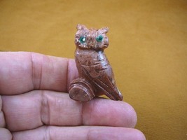 (Y-BIR-OW-31) baby red HORNED OWL carving SOAPSTONE Peru love little owl... - £6.86 GBP