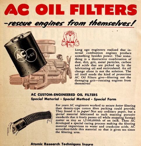 GM General Motors AC Oil Filters Advertisement 1955 DWS6E - $19.99