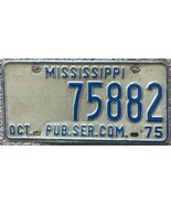 1975 Mississippi State Public Service Commission Permit License Plate 75882 - £7.64 GBP