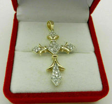 1.01Ct In Round Cut Simulated Diamond Cross Pendant With 925 Silver Gold... - £92.41 GBP