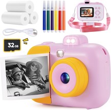 Kids Camera Instant Print For Girls Boys Age 3-12 Kids Toys, 12Mp 1080P Kids - £40.53 GBP