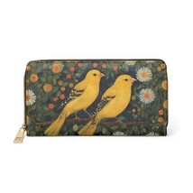 Yellow Canary Finches Pattern Ladies Zipper Wallet - $29.95