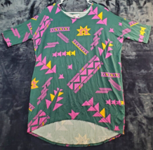LuLaRoe T Shirt Top Womens Small Green Geo Print Rayon Short Sleeve Round Neck - £15.15 GBP