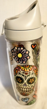 Tervis 20 Oz Tumbler To Go Cup Mexican Day Of The Dead Flowers Sugar Skulls USA - £15.97 GBP