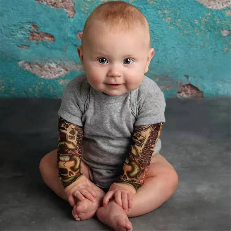 Sporting Baby Bodysuit Boys Girls Tattoo Printed Patchwork Jumpsuit Newborn Cost - £23.51 GBP