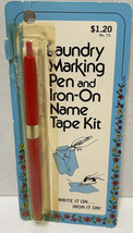 W H Collins Vintage Laundry Marking Pen and Iron On Name Tape Kit NOS - £8.51 GBP
