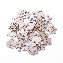 8 Christmas Cabochons Wood Unfinished Assorted Lot Mixed Set Crafts Blanks  - £3.18 GBP