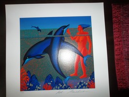 Bob Marchant - Dancing With Dolphins - Signed &amp; Numbered -nicely matted-Vibrant! - £17.03 GBP