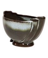 Frankoma Pottery #35 Footed Bowl Prairie Green &amp; Brown Clay Serving Dish - $35.62 CAD