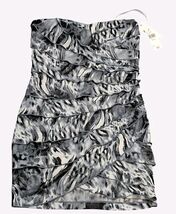 Vintage Byer Too California Strapless Ruffle Dress Grey Animal Print Siz... - $38.32