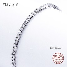 15-21 CM Tennis Bracelet Pure 925 Material Jewelry 2/3/4mm 5A CZ Eternal Gift fo - £59.31 GBP