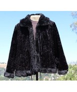 Vintage Utex 90s Black Velvet Faux Fur Jacket w Hook and Eyes 2XL Coat 1X - $54.70 CAD